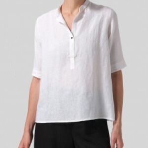 Vivid Linen A-Shape Collared Top